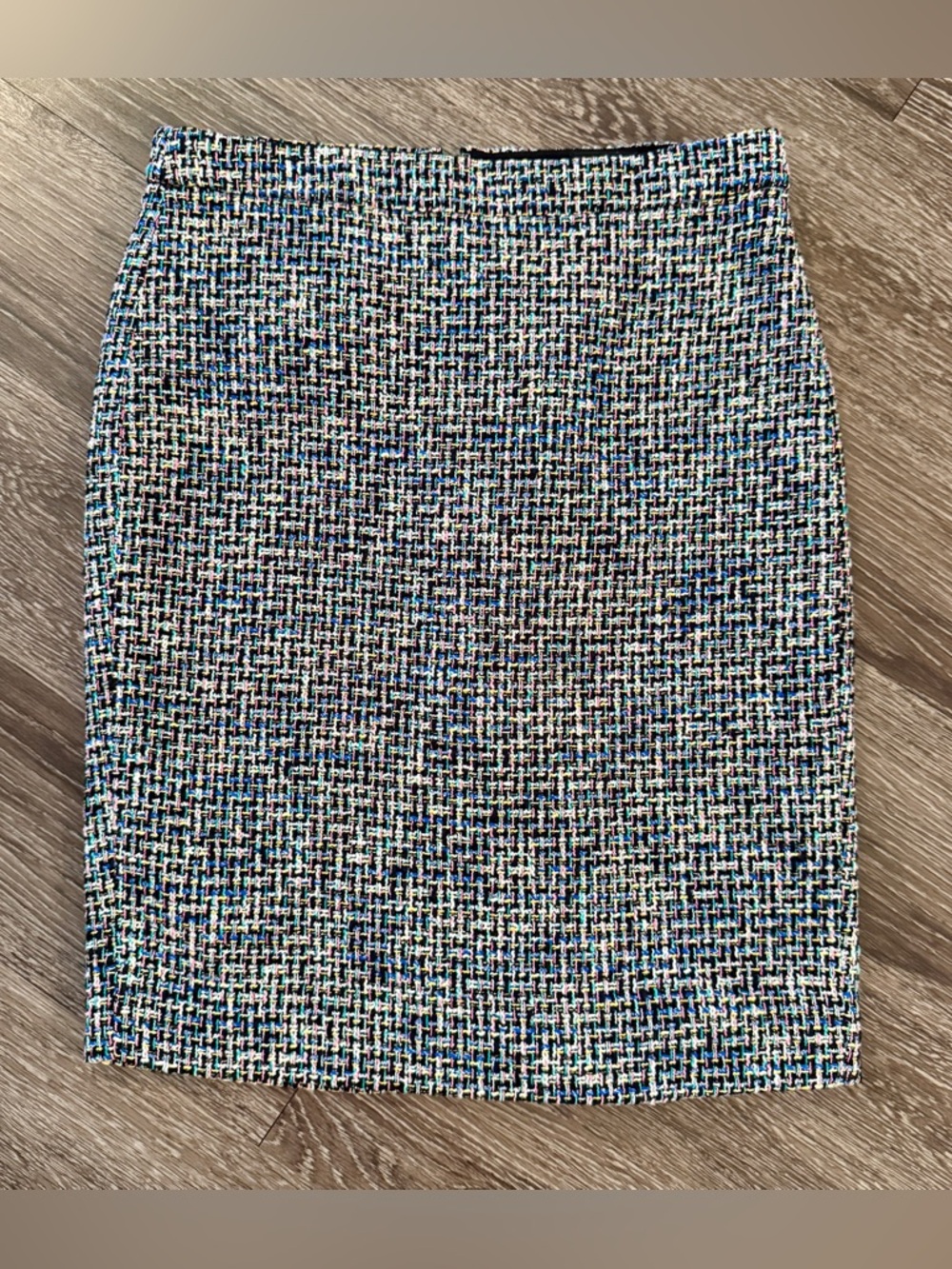 J. Crew Tweed Pencil Skirt - Blue, White, Black